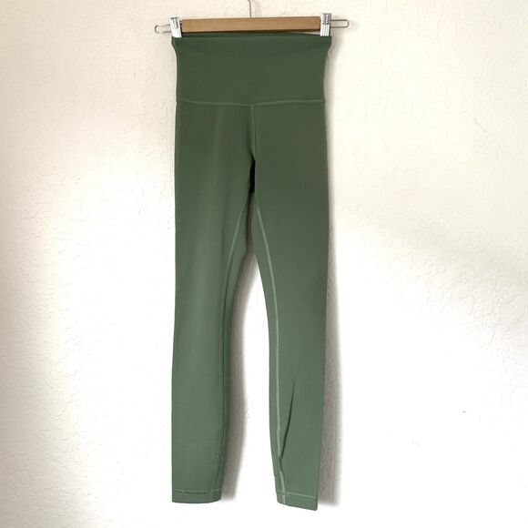Lululemon Wunder Train High-Rise Tight 25" Algae Green 2 Pocket Workout Stretch - Picture 1 of 11